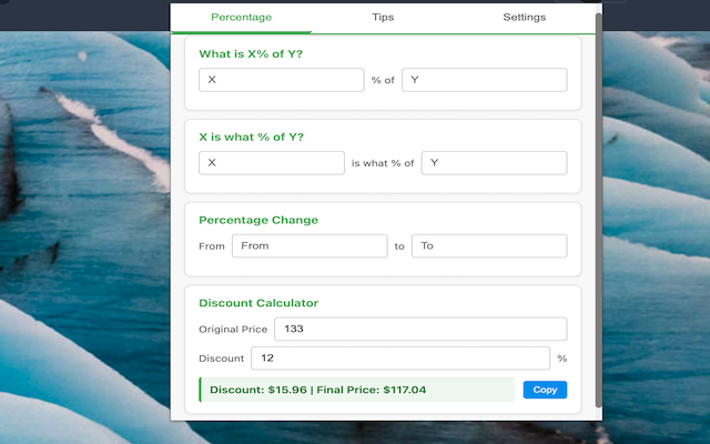 Percentage Calculator Interface